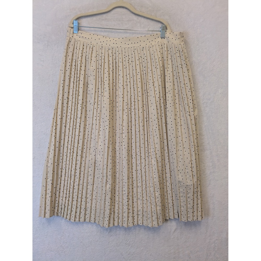 SWEET SALT Women's Size 14/16 Pleated Midi Skirt Polka Dot Beige Black